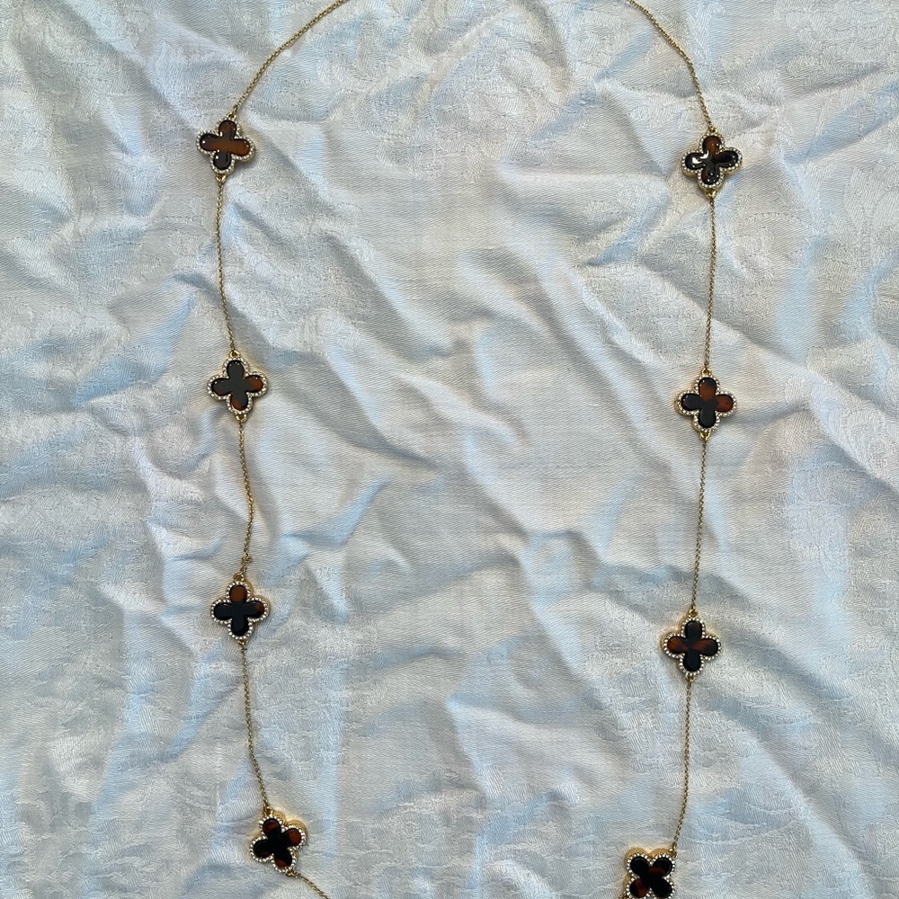 Ann Taylor Gold and Black Clover Necklace